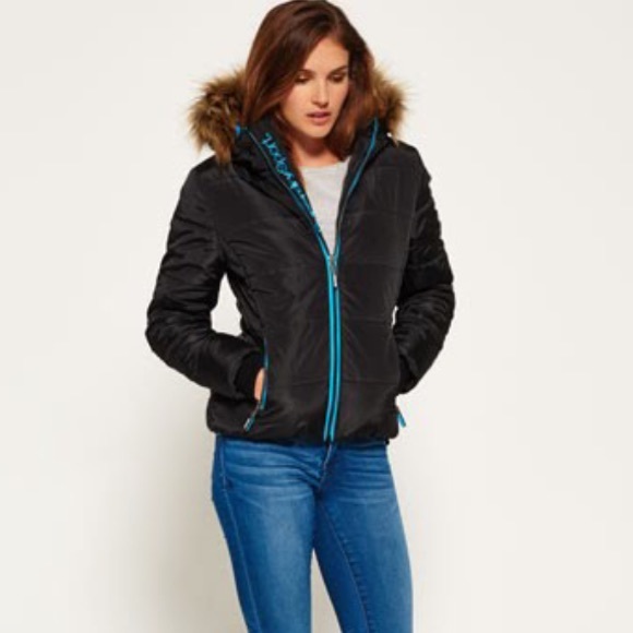 puffer jacket with fur hood superdry